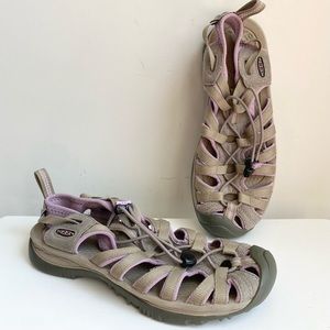 Keen Whisper waterproof sandal size 8.5 tan and purple